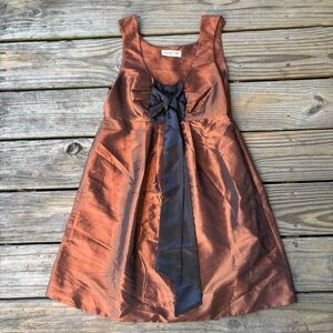 Sugar Lips Atelier Iridescent Chocolate Brown Mini Dress with Tie Detail